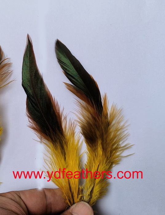 Dyed Yellow Half-Bronze Rooster/Coque/Cock Schlappens Feather