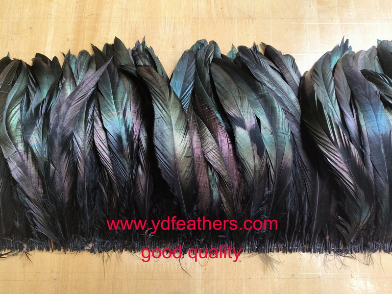 Good Quality Dyed Black Rooster Tail Feather 8-10