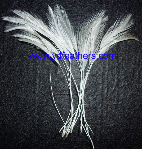HP-131(Stripped Rooster/Coque/Cock Neck Hackles Feather,Natural White)