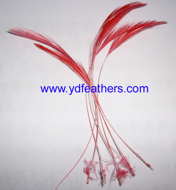 HP-134(Stripped Rooster/Coque/Cock Neck Hackles Feather,Dyed Red)