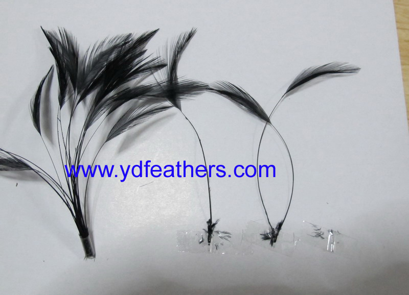 HP-136(Stripped Rooster/Coque/Cock Neck Hackles Feather,Dyed Black)
