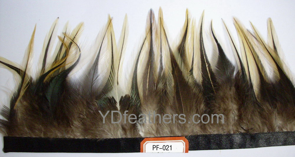 PF-021(Yellow/black rooster saddles feather fringe/trimming)