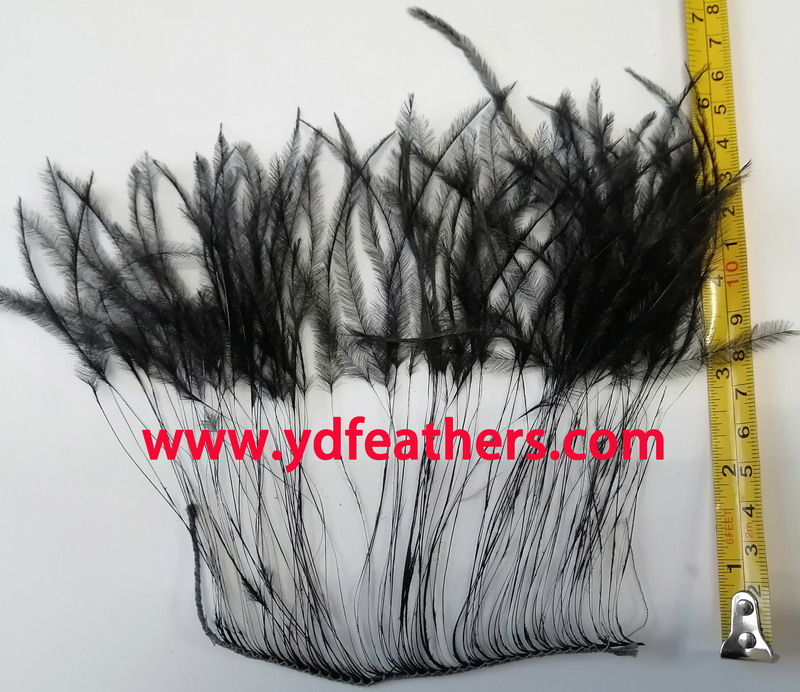 1/2 Burnt Ostrich Feathers Fringe/Trim 2ply Sew On Cord Dyed Black 13-15cm