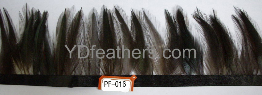 PF-016(Black rooster neck hackles feather fringe/trimming)