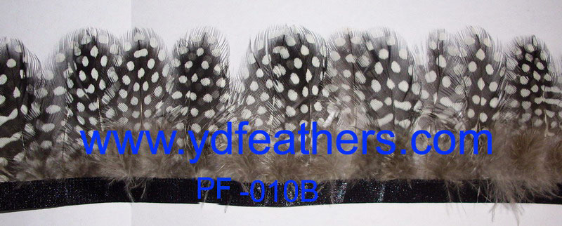 Guinea Fowl Big Spot Feather Fringe/Trim 5cm