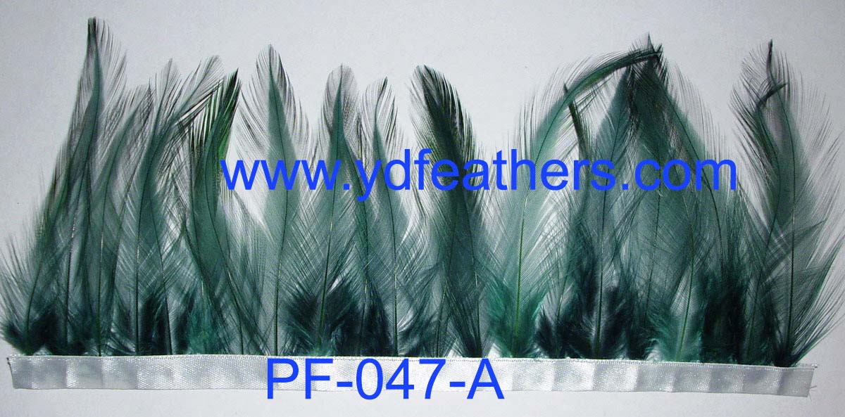 PF-047A(Rooster/Coque/Cock Neck Hackle Feather Fringe/Trimming Dyed Green)