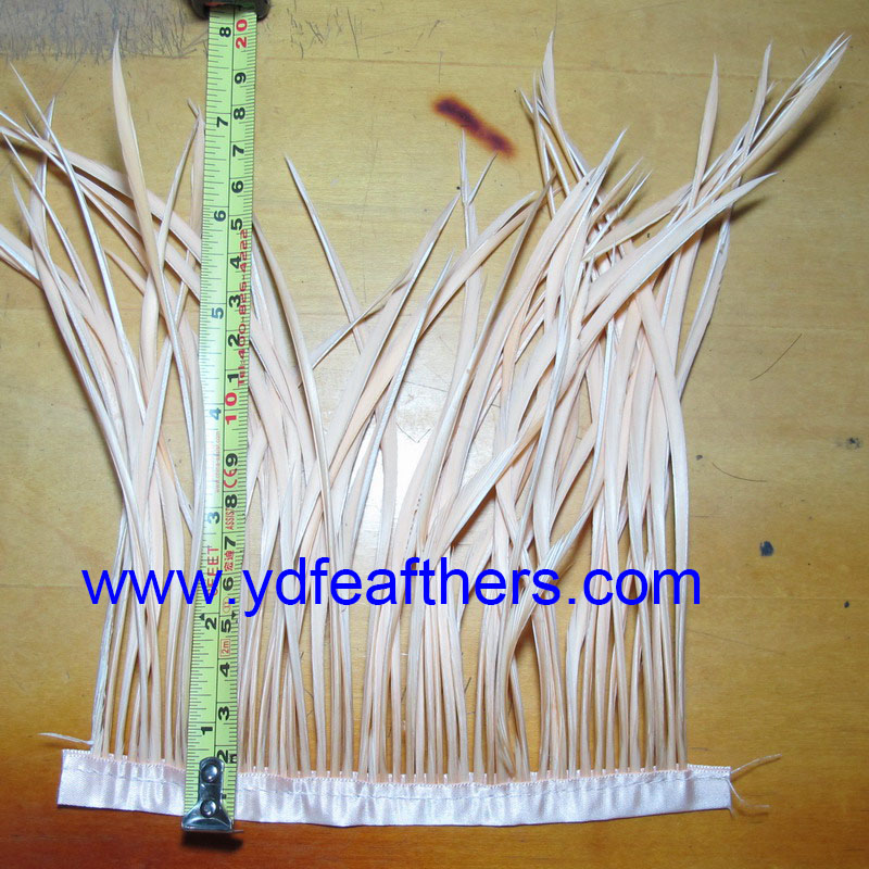 Stripped Goose Biots Feather Fringe/Trimming Dyed Light Pink