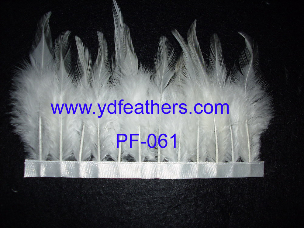 PF-061(White Rooster/Coque/Cock Saddles Feather Fringe/Trimming)