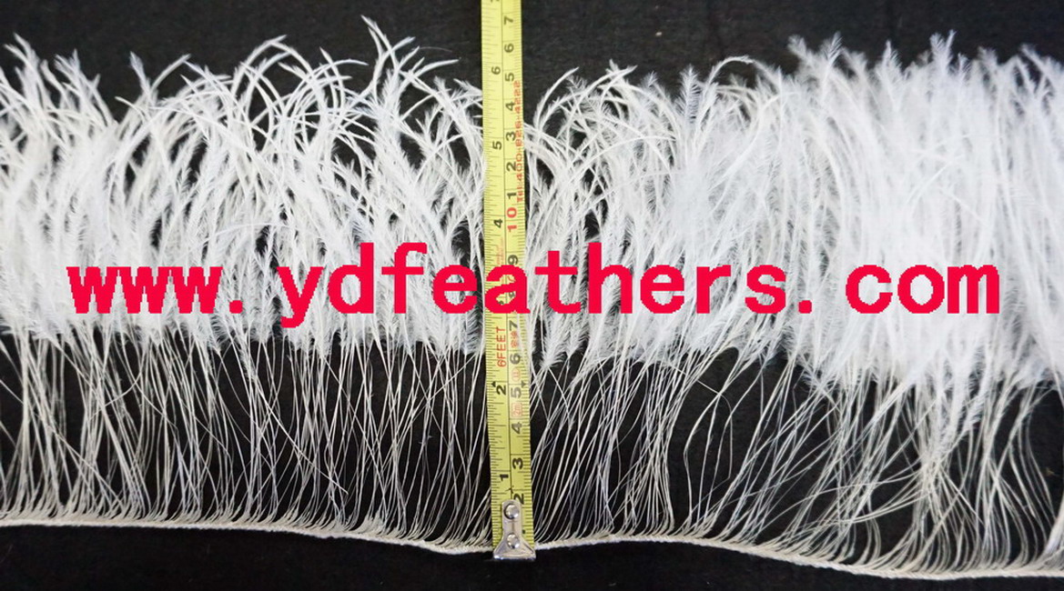 2ply Burnt Ostrich Feathers Fringe/Trim Sew On Cord Natural White