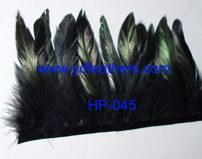 PF-045(Rooster/Coque/Cock Schlappens Feather Fringe/Trim Dyed Black)